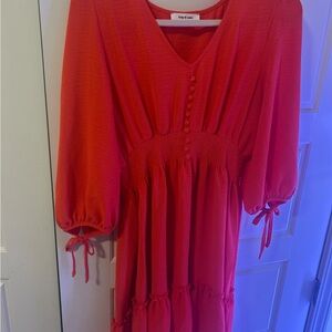Women's Long Sleeve Red Dress